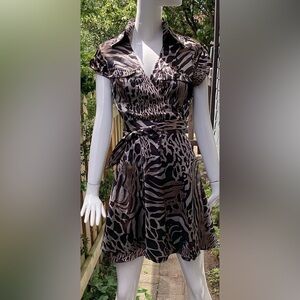 Y2K Bionic wrap dress. Satiny. animal print, size 10
